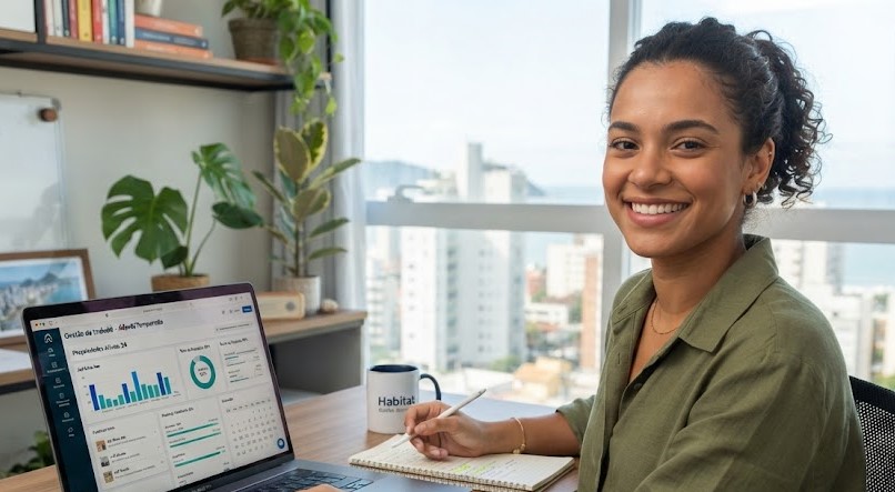 co-anfitrião realizando gestão de Airbnb sem imóvel próprio pelo computador